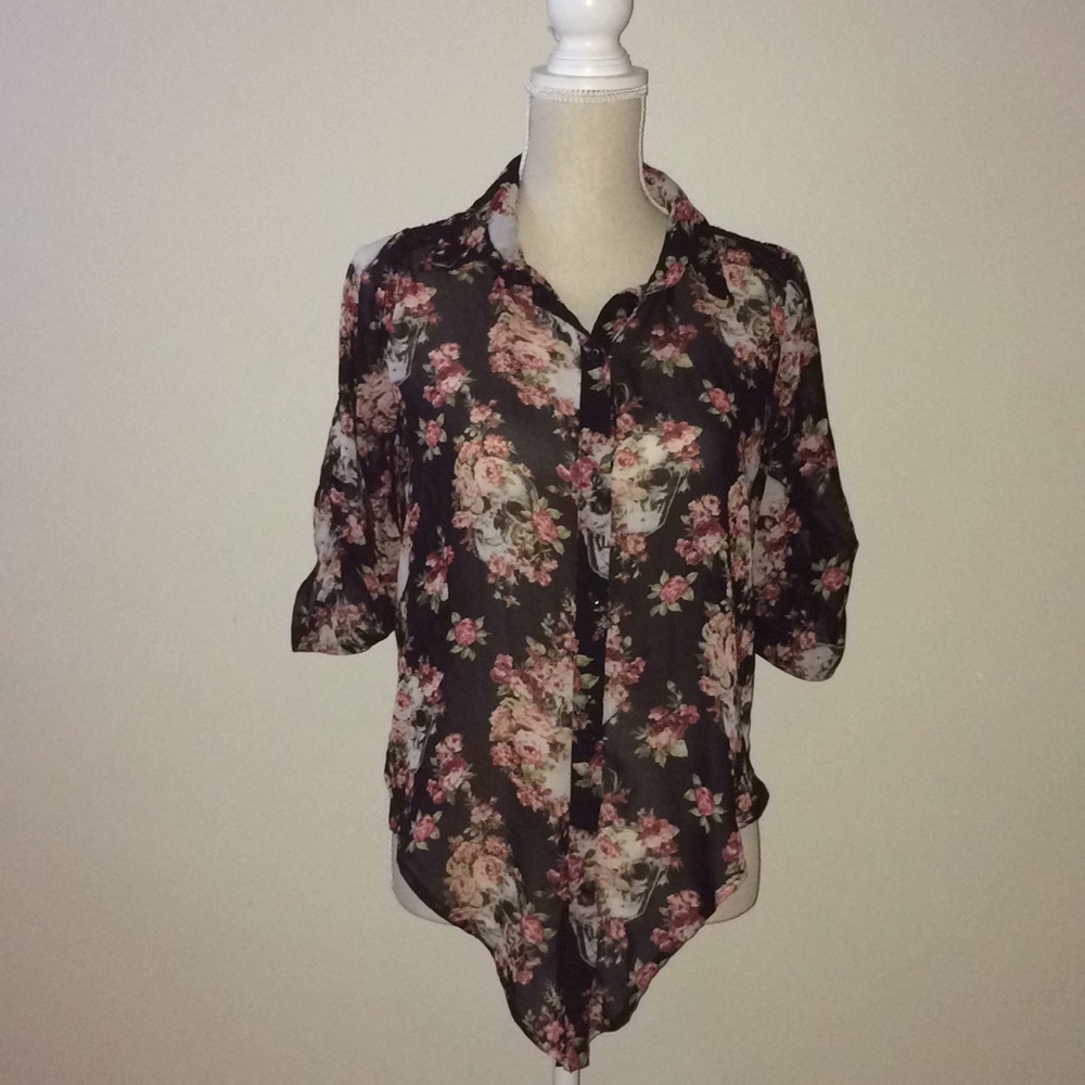 2 for $20. Sheer blouse with lace detail size M